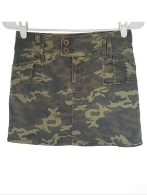 1431 * !It Jeans Camo Print Mini Skirt Green Brown Black Size 3/4 90s